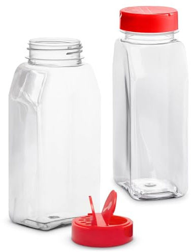 2 Pcs Large Seasoning Shaker – 32oz Storage Seasoning Containers – Large Spice Shakers with Holes and Lids Dual Shake, Clear Jars with Airtight Seal, Unique Shape for Loose Leaf Tea, Rubs, & Herbs
