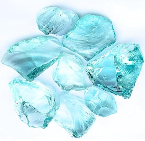V-PREMIUM SOLUTION Glasbrocken Türkis 5 kg (5-10 cm) – Recyceltes Dekoglas für Biokamine, Gabionen & Garten | Wetterfeste Steine für Bodenvasen & Außenbereich