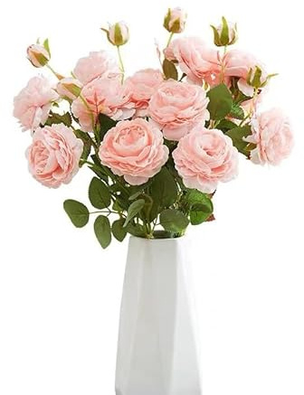 AQCQDQ 10 Bündel Künstliche Blume Pfingstrose mit 30 Köpfen, Gefälschte Pfingstrosen Seidenblumensträuße für Hochzeit Zuhause Tischparty Fensterdekoration (Rosa)