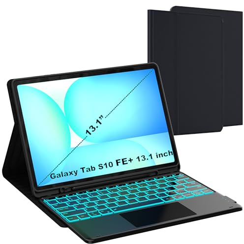 Samsung Galaxy Tab S10 FE+ 13.1 Inch Keyboard Case with 7 Colors Backlight and Touch Panel - Detachable Keyboard Case for Samsung Galaxy Tab S10 FE+ 5G 2025