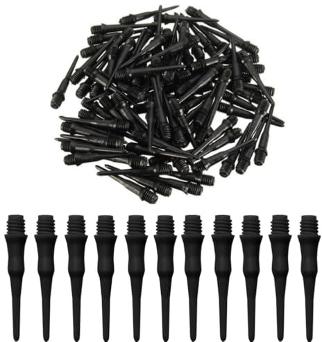 Naisfei 100 punte per freccette in plastica, punte per freccette morbide, colore nero, punte in plastica, robuste in plastica.