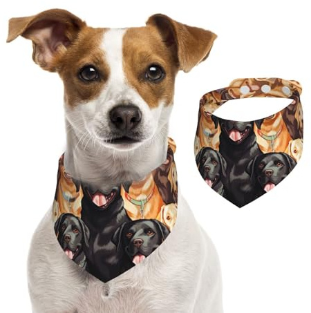 Hundehalstücher mit Labrador-Retriever-Motiv, Sommerhalstücher für Hunde, waschbar, verstellbar, Dreieckstuch für mittelgroße und große Hunde, Welpen und Katzen, Größe L