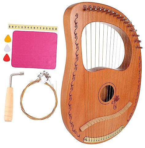Yardwe Arpa De Lira De Madera Natural 16 Cuerdas Para Principiantes, Instrumento Musical Portátil Seguro Bordes Redondeados, Adecuado Para Niños y Amantes Música