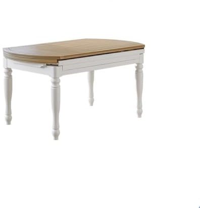 IMEITE Büro-Besprechungstisch Esstisch Landhaus Retro Home Ausziehbar Klappbar Massivholz Weiß Variabel Rund Esstisch(B:150CM*90CM*78CM)