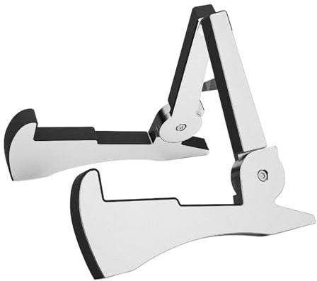 Hellery Soporte de Guitarra Plegable, Portátil, Soporte de Suelo Antideslizante para Guitarras Acústicas, Bajos, Guitarras Eléctricas, Ukeleles, Conciertos en, Plata