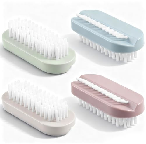 4 stycken nagelborstar, handborstar med dubbelsidig rengöring, handtvättborste, ragbar, plast, handtvättsborste, nagelborste, handborste, nagelborste för händer och naglar