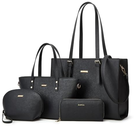YTL Damen Handtasche Tote Shopper Groß Schultertasche Umhängetasche Geldbörse Kartenhalter Tasche 4-teiliges Set für Büro Schule Einkauf Reise Geschenk
