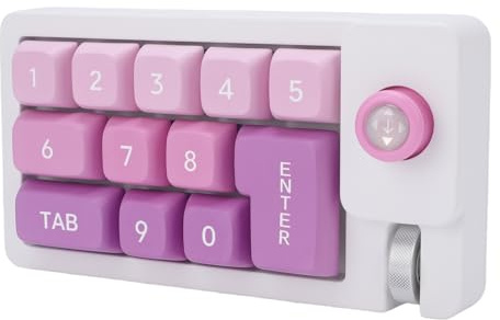 Bewinner Teclado Numérico Mecánico con Cable, Tipo C, Intercambiable en Caliente, 12 Teclas, Teclado Numérico Retroiluminado por LED RGB con Rodillo de Palanca de Mando para Juegos y Uso (Green)
