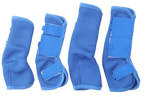 Gallopoff Lot de 4 Guêtres Chevaux, Éviter de Taper du Pied, Bleu Foncé S | Velcros Renforcés, Maille Respirante, Ne Frottent Pas, pour le Paturage et l'écurie
