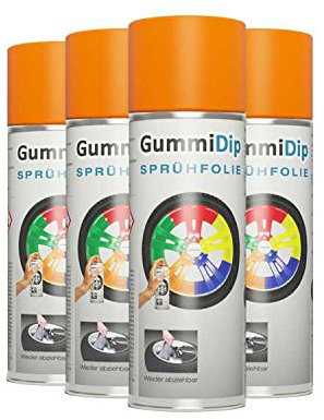 Gummi Dip Sprühfolie, Neon Spray, 4er Set, 4x400 ml (Neon Orange)