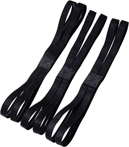 Shappy 3 Pieces Double-Straps Sport Headbands Elastic Hairband Non-Slip Sweatband for Women or Men(Black)