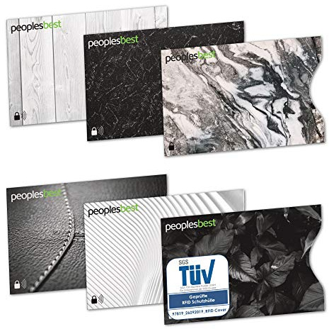 6er Set TÜV geprüfte RFID & NFC Blocker Kreditkarten-Schutzhülle - Stabile EC Kartenhülle gegen Datenklau & unerlaubtes auslesen - 100% Datenschutz Kreditkartenhülle einfarbig, dünn (Black & White)