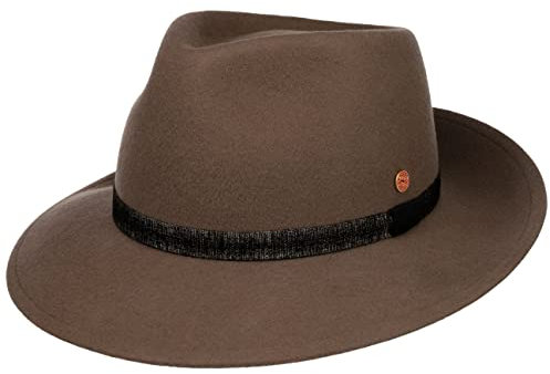 Mayser Monaco Wollhut Wollfilzhut Filzhut Damen/Herren - Made in The EU mit Ripsband, Ripsband Winter Frühling-Sommer Herbst-Winter - L (58-59 cm) Taupe