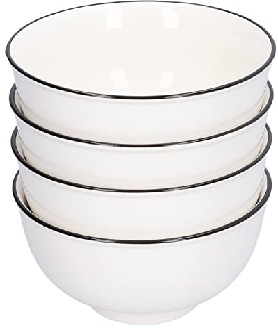 Ciotole Bianche, Ciotole Per Cereali Set di 4 Insalatiere Ciotole in Ceramica Ciotole Per Zuppa Ciotole Per Cucina Ciotole Per Riso Ciotole Per Pasta Ciotola di Frutta Per Bancone della Cucina