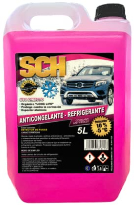 Proquimar ANTICONGELANTE - REFRIGERANTE - para Coches - 10% (-5ºC) - ORGÁNICO - Rosa - GARRAFA 5 litros