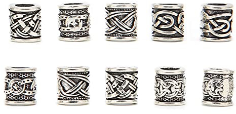 10 Stück Wikinger-Bartperlen aus Legierung, Antike Nordische Dreadlock-Perlen Für Bart, Haare, DIY-Armband, Halskette, Haarperlen Im Nordischen Stil, Haar- Und Armbandperlen-Set