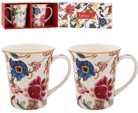 Lesser & Pavey Anthina Lot de 2 tasses à café en céramique pour la maison ou le travail | Design de qualité supérieure pour toutes les occasions | Jolies tasses pour thé, café et boissons chaudes