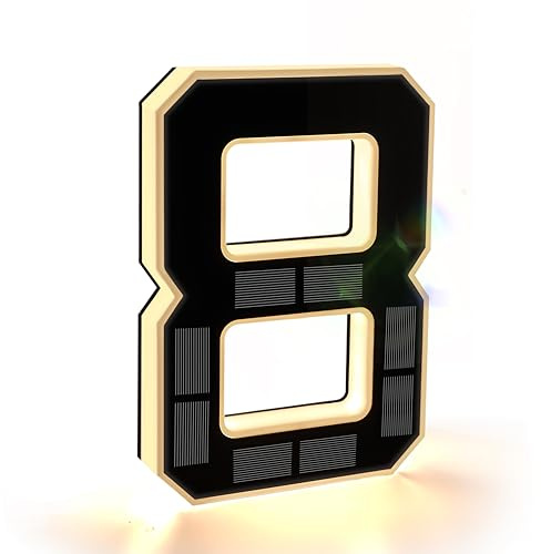 ISUNMEA 9 Inch Solar Lighted House Numbers for Outside, Light Up Waterproof LED Address Numbers Signs for Houses, Large Personalized Illuminated Exterior Modern House Numbers Light (8-Black, 9IN)