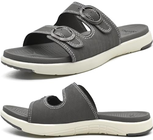 COFACE Sandaler damer ortopediska komfortfötter, plantar fasciit, båge, stöd, ortopetiska glides sandaler, sommar, badtofflor, lätta utomhussandaler, justerbara remmar, yoga, fotbädd, storlek 35–42