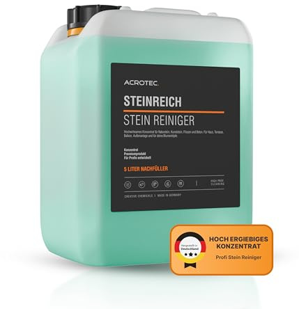 AcroTec® Stein Reiniger STEINREICH 5000 ml – Effektives Konzentrat für Natur- & Kunststein, Fliesen, Beton & Kunststoff – Biologisch abbaubar & materialschonend – Made in DE