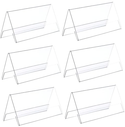 Gatuida Placa De Identificación del Escritorio Acrílico 120x60 Mm Resistente y Reutilizable para Reuniones y Eventos Letrero Acrílico Doble Cara Blanco Bordes Redondeados Selección De 6 Unidades