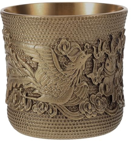 Mobestech Tazza Da Tè in Ottone Vintage Decorativa Per Ufficio e Casa Bicchiere Da Vino Retrò in Stabile Tazza Resistente e Portatile Per Festa e Buffet