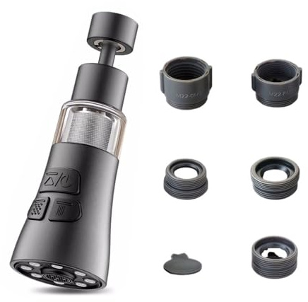 360°Swivel Spout Kitchen Tap Spray Head Tap Attachment Spray with 3 Modes for Kitchen Tap Replacement Spray Head,Removable for Cleaning, Built-in Filter mesh