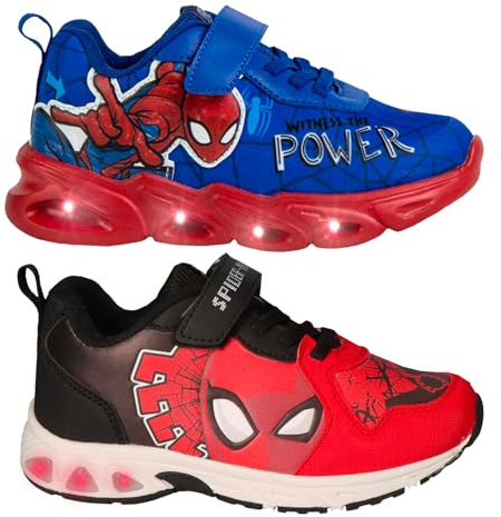 Marvel - Sneakers Bambino Spider-Man con Luci LED – Scarpe Sportive Blu e Rosse | Scarpe da Ginnastica Bambini Numero 25-32 [6908 Rosso/Nero LED - 30]