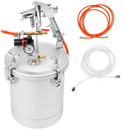 OUBUBY Pistolet à peinture sous pression 10 l - Réservoir de peinture de 3 mm - Système de peinture 50-80 psi - Pistolet pulvérisateur avec pistolet pulvérisateur, tuyaux, manomètre, pour peintures