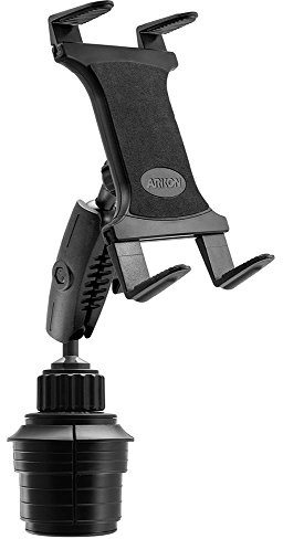 ARKON Mounts Car Cup Holder Tablet Mount | 360-degree Swivel Tablet Holder | All-Weather Composite Construction | Adjustable Grip for Customized Fit | Compatible with iPad, Galaxy, Pixel and More