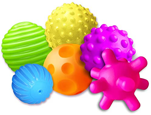 ROHSCE Baby Sensory Balls, Soft Textured Multi Ball Set 6 Pack, Colorful & Bright Infant Sensory Toys for 6-12 Months, Montessori Grasping Balls for Toddlers 1-3, 1st Birthday Gift