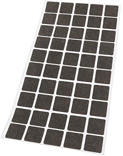 Adsamm® / 50 x patins en feutre / bruns / 20x20 mm / carré / 1,5 mm d' épaisseur / patins glisseurs auto-adhésifs de qualité optimale de Adsamm®