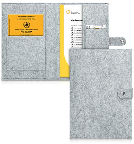 kwmobile Hülle für das deutsche Untersuchungsheft aus Filz - U-Heft Hülle und Impfpass Hülle mit extra Fächern - Cover Filz