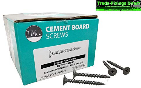 TIMCO Drywall Construction Timber Stud Cement Board Screws - PH - Countersunk Wafer - Twin-Cut - Exterior - Silver Organic - Box of 200-217283