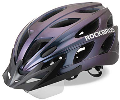 ROCKBROS Fahrradhelm Rennrad Helm Radhelm mit Abnehmbaren Visier Cityhelm Leichter Stadthelm für Damen und Herren MTB 58-61CM Violett