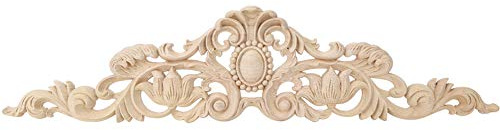 Queen.Y Holzornamente für Möbel, Lange Schnitzerei Ecke Holz Ornament, ​Natürliche Holzornamente Handgemacht 19,7x4,7 Zoll für Rahmen Ecke Onlay Abziehbild Dekoration