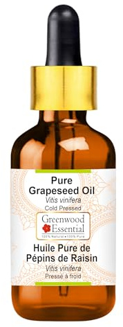 Greenwood Essential Olio di semi d'uva naturale (Vitis vinifera) con contagocce in vetro pressato a freddo, 5 ml
