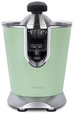 H.Koenig Exprimidor de Naranjas Eléctrico Profesional. AGR88 Cuerpo en Acero Inoxidable, Verde Pastel, Sin BPA, Rápido, Automátio, Silencioso, Potente, Salida Antigoteo, 160W