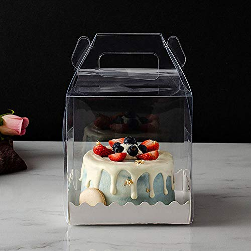 ITODA Tortenschachtel 10 Stück Geschenkschachtel Klein Kuchenbox mit Griff Tortenkarton Transparent Kuchen Schachtel Blumen Geschenkbox Hoch Quadratisch Tortenbox Minicakes Geschenk Verpackungsbox