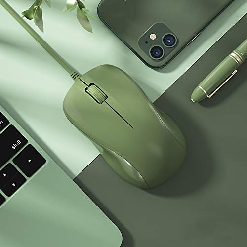 CORN USB Silent Wired Computer Mouse with Easy Click for Office and Home, 1200DPI, Premium and Portable, Compatible with Windows PC, Laptop, Desktop, Notebook (Green)