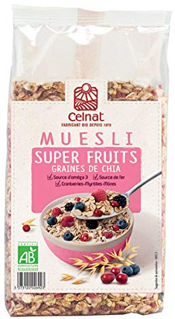 Celnat - Muesli Super Fruit Graines De Chia Bio - 375G - Vendu par unité