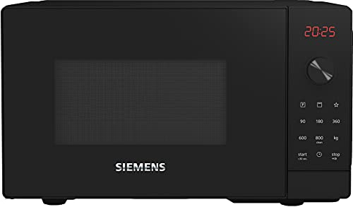 Siemens FE023LMB2 iQ300 Mikrowelle, 44 x 26 cm, 800 Watt, Drehteller 27 cm, Türanschlag links, cookControl8 Automatikprogramme, Grillfunktion, Schwarz, 20 L
