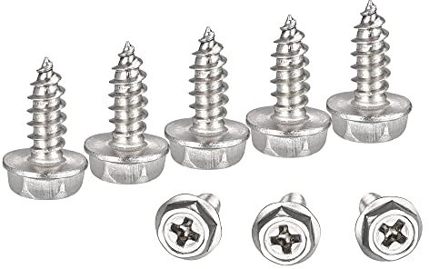 sourcing map 25 Stück Kreuzschlitzschraube Sechskant Unterlegscheiben Blechschrauben, M4 x 12mm 304 Edelstahl
