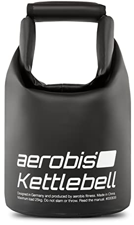 aerobis® Fitness Kettlebell | verstellbare Kugelhantel 1-25kg | variabel befüllbar mit Sand oder Stahlschrot | Ergonomisch, gepolstert, bodenschonend
