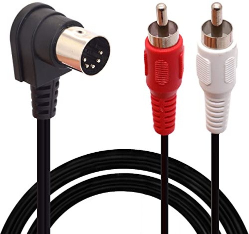 Din 5 Pin to RCA Cable, 90 Degree Right Angle 5 Pin Din Plugs Male to 2 RCA Male Professional Grade Audio Cable for Bang & Olufsen, Naim, Quad, Stereo Systems (0.5 Meter)