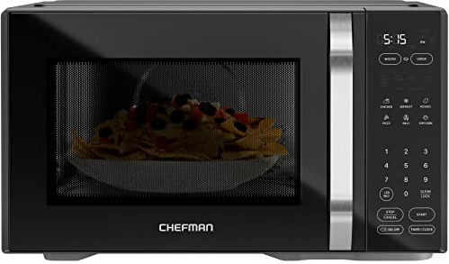 Chefman MicroCrisp Countertop Digital Microwave Oven, Unique Cook & Crisp Power Combo, 1.0 Cu Ft, Dual-Cook 1000W Microwave + 1500W Crisper, 6 Touch Presets, Digital Display, Stainless Steel Handle