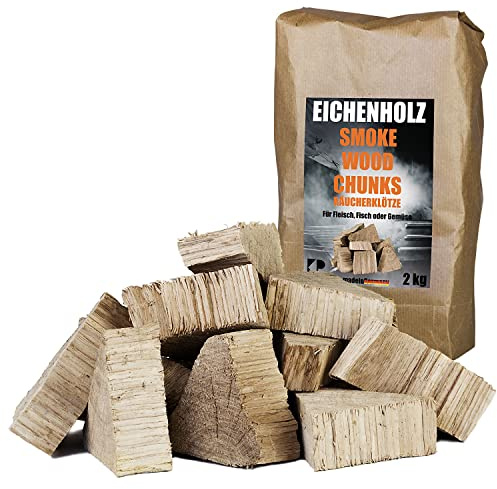 Räucherklötze Smoker Grill Chunks für BBQ Eiche Räuchern 2-4 kg XXXL Räucherofen Wood Grillen Smoken Zubehör Smoke Raeuchern Feuerschale Chips Kingpower