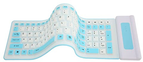 Jectse Clavier Pliable, Clavier de Jeu en Silicone Souple USB 103 Touches sans Fil 2.4G, Clavier Ergonomique Silencieux étanche à l'huile pour Ordinateurs Portables PCS (Bleu)