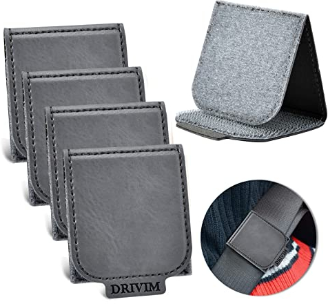 Car Seat Belt Adjuster, 4 Pack Premium PU Leather Seatbelt Clip for Vehicle Automobile Comfort Universal Shoulder Neck Strap Positioner for Adults (Grey)