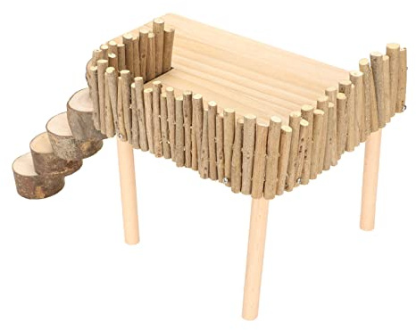 Rengu Hamster-Plattform, Multifunktionale Hamster-Kletterplattform aus Natürlichem Holz für Goldene Bären
